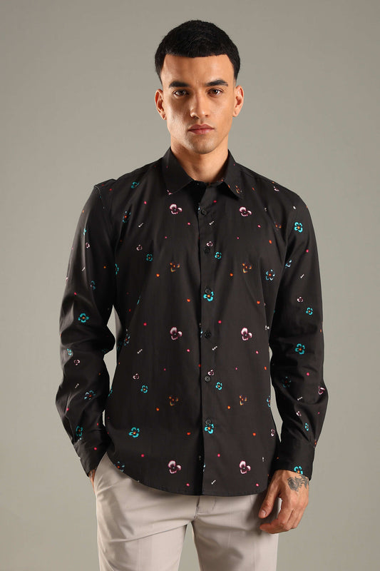 Black Printed Casual Shirt
