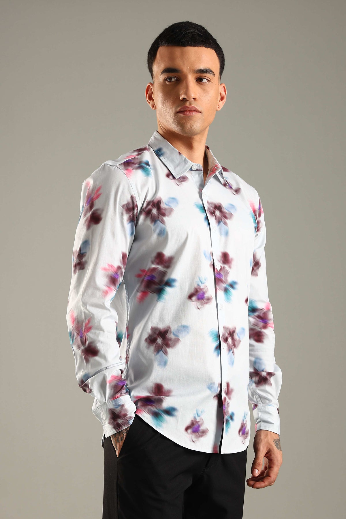Blurred Floral Printed Shirt