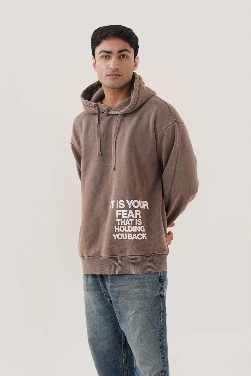 Support Punk Brown Acid Wash Hoodie (Mens)