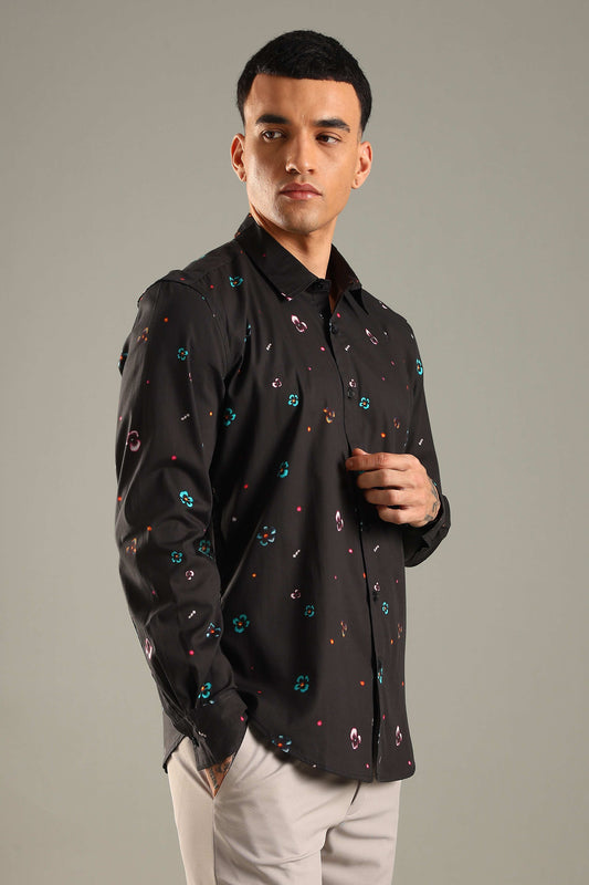 Black Printed Casual Shirt