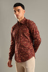 Maroon & Beige Floral Printed Shirt