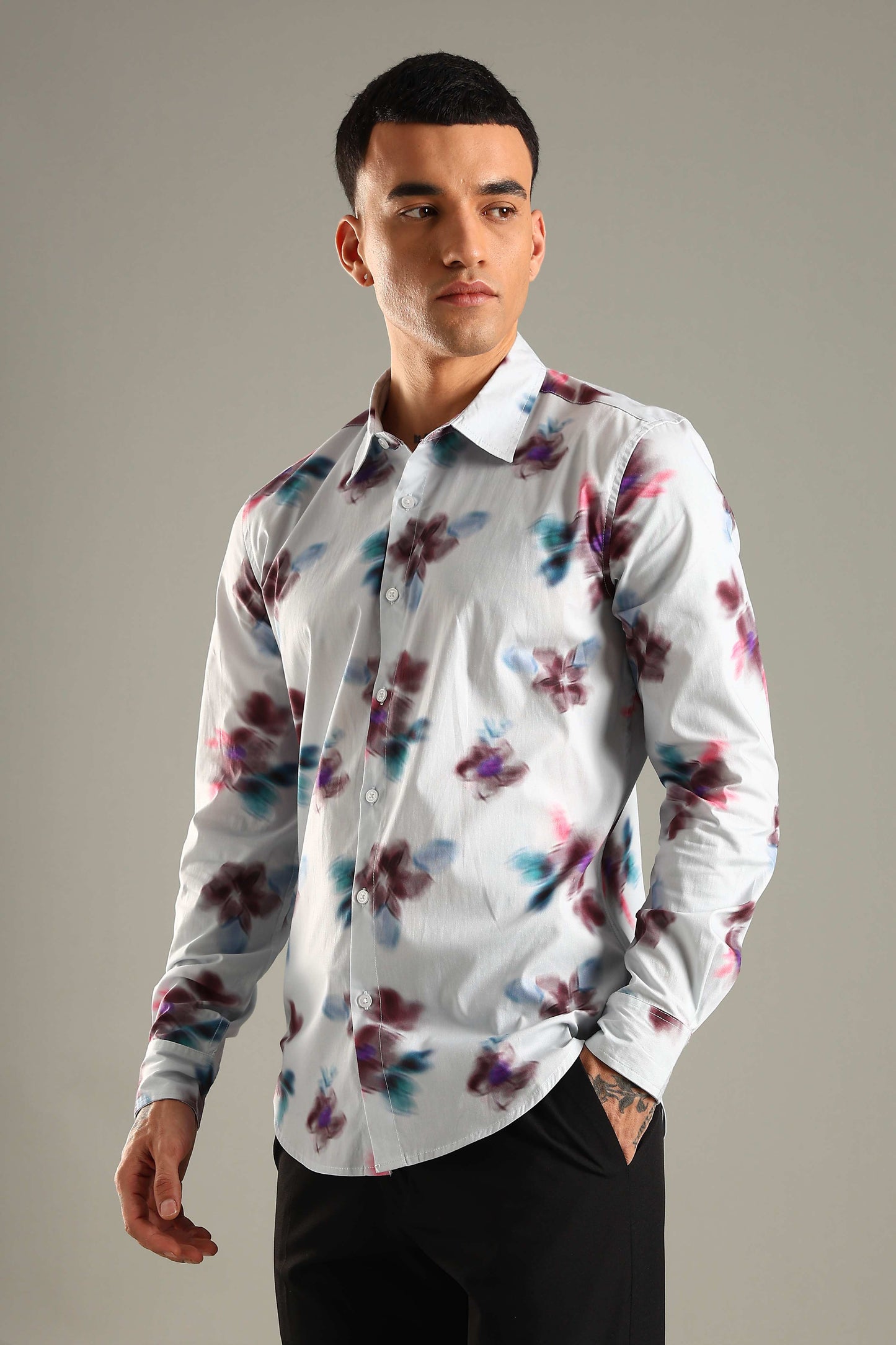 Blurred Floral Printed Shirt