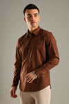 Brown Geometric Topographic Printed Shirt