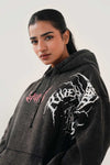 Acid Wash Black Hoodie (Womens)