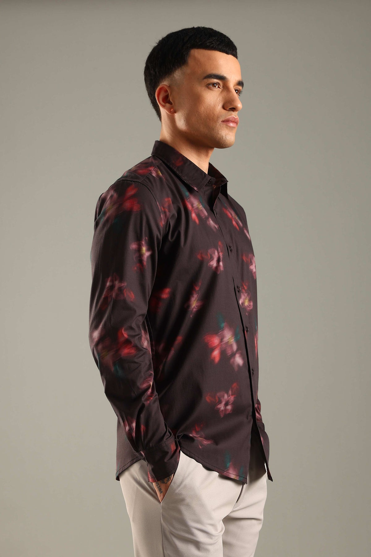 Dark Blurred Floral Printed  Shirt
