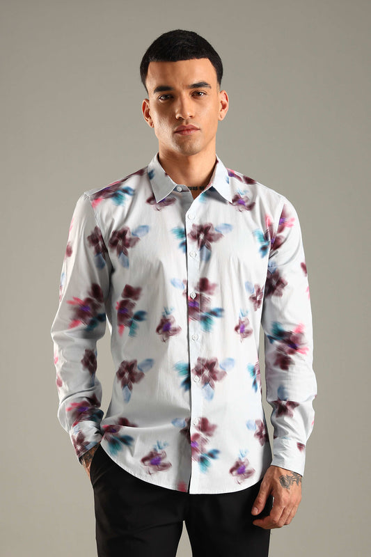 Blurred Floral Printed Shirt