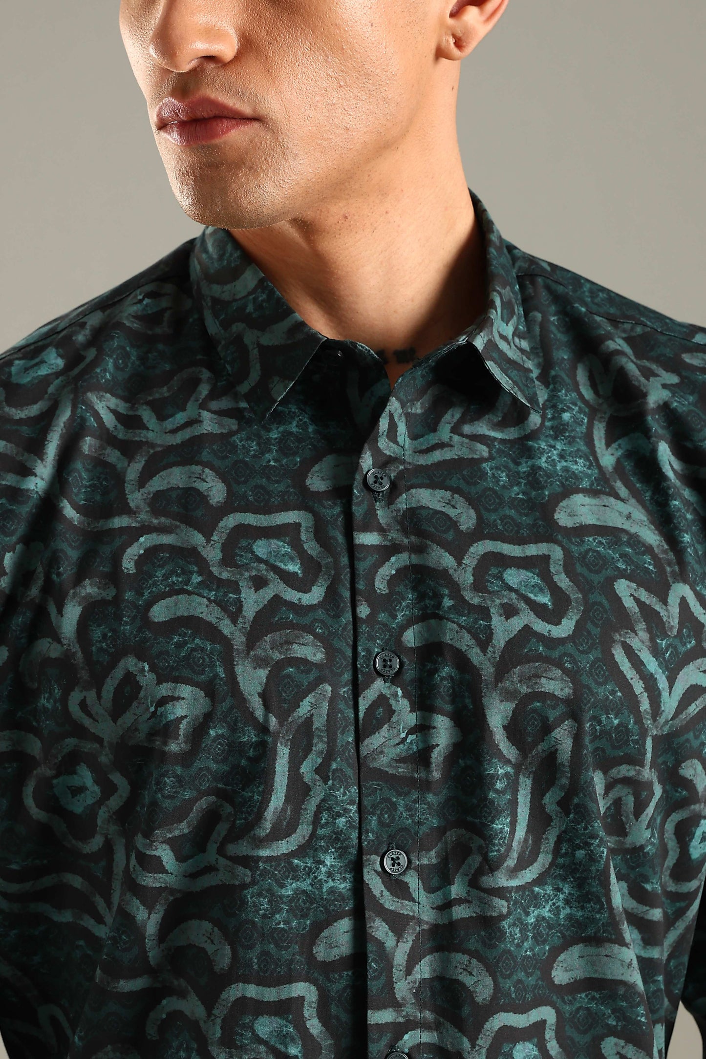 Dark Teal Printed Shirt
