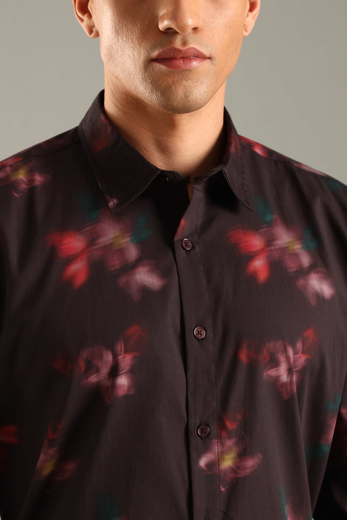 Dark Blurred Floral Printed  Shirt