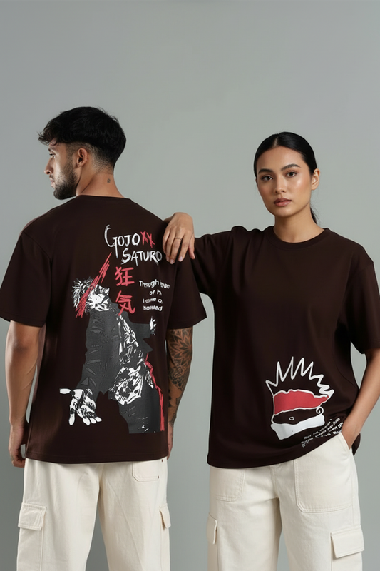 Gojo Saturo Brown Oversized Couple T-shirt