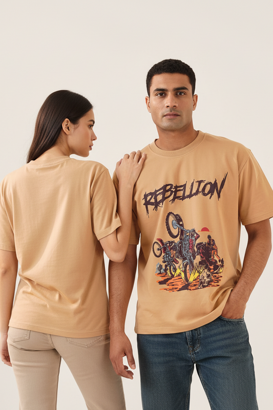 Rebellion Beige Oversized Couple T-shirt