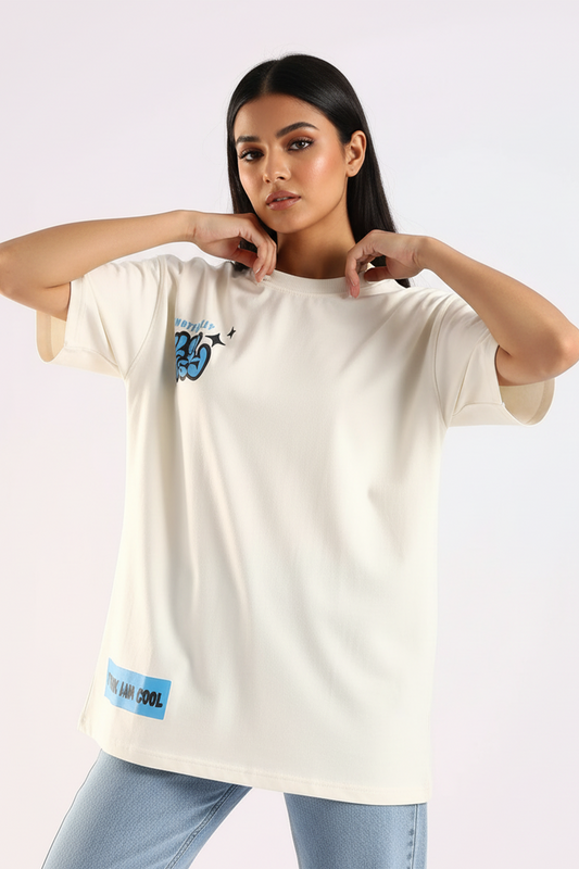 Emotionally Clumsy White Oversized Couple T-shirt