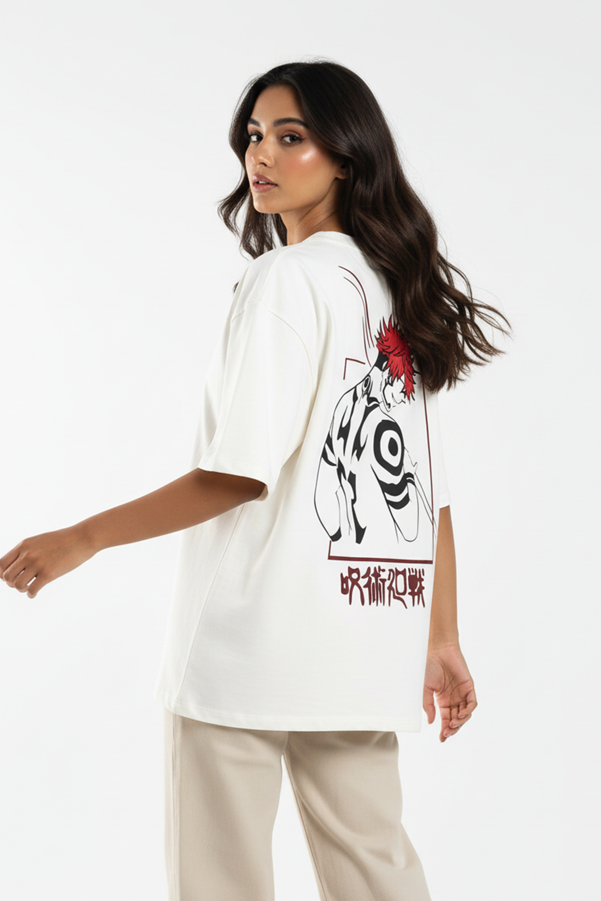 Sakuna Off White Oversized Couple T-shirt
