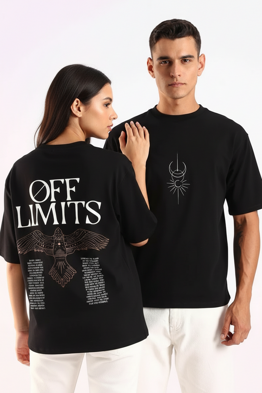Off Limit Black Oversized Couple T-shirt