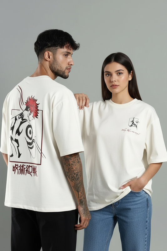 Sakuna Off White Oversized Couple T-shirt