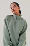 Essential Sea Green Zipper Sweatshirt