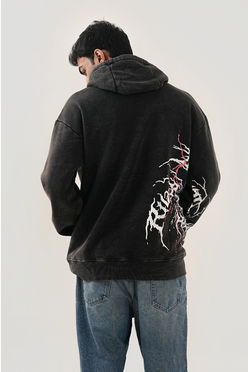 Acid Wash Black Hoodie (Mens)