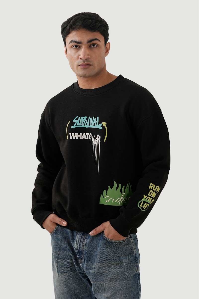 Vibrant Vibes Black Sweatshirt