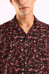 Black Floral Printed Half Sleeve Shirt