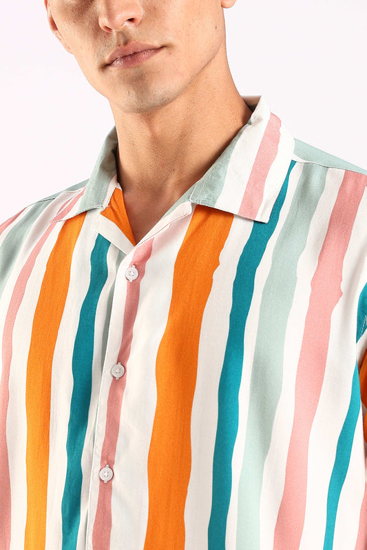 Multicolor Stripe Half Sleeve Shirt