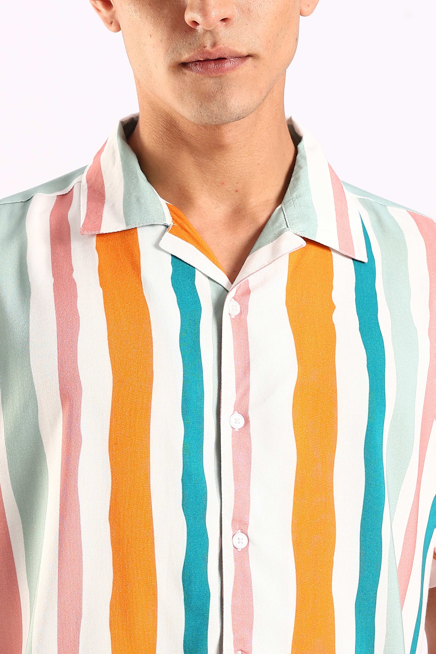 Multicolor Stripe Half Sleeve Shirt
