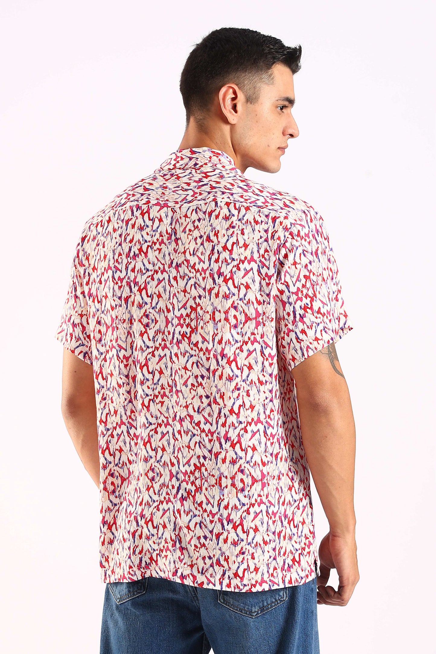 Abstract Multicolor Print Half Sleeve Shirt