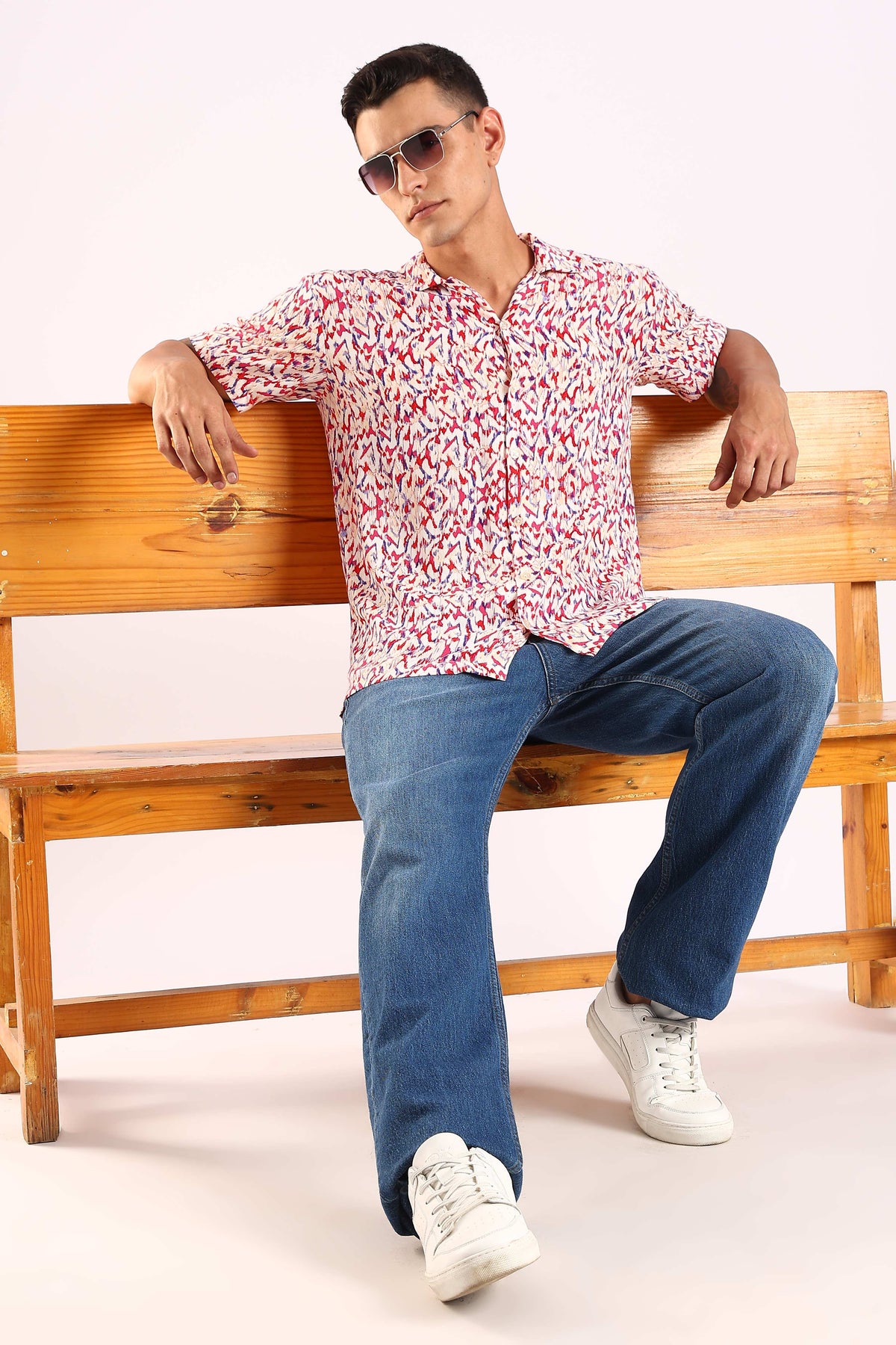 Abstract Multicolor Print Half Sleeve Shirt