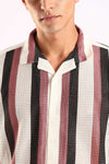 Crochet Maroon & Black Stripe Half Sleeve Shirt