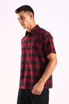 Red & Black Checked Half Sleeve Cotton Shirt