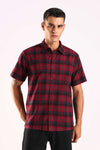Red & Black Checked Half Sleeve Cotton Shirt