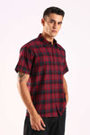 Red & Black Checked Half Sleeve Cotton Shirt