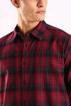Red & Black Checked Half Sleeve Cotton Shirt
