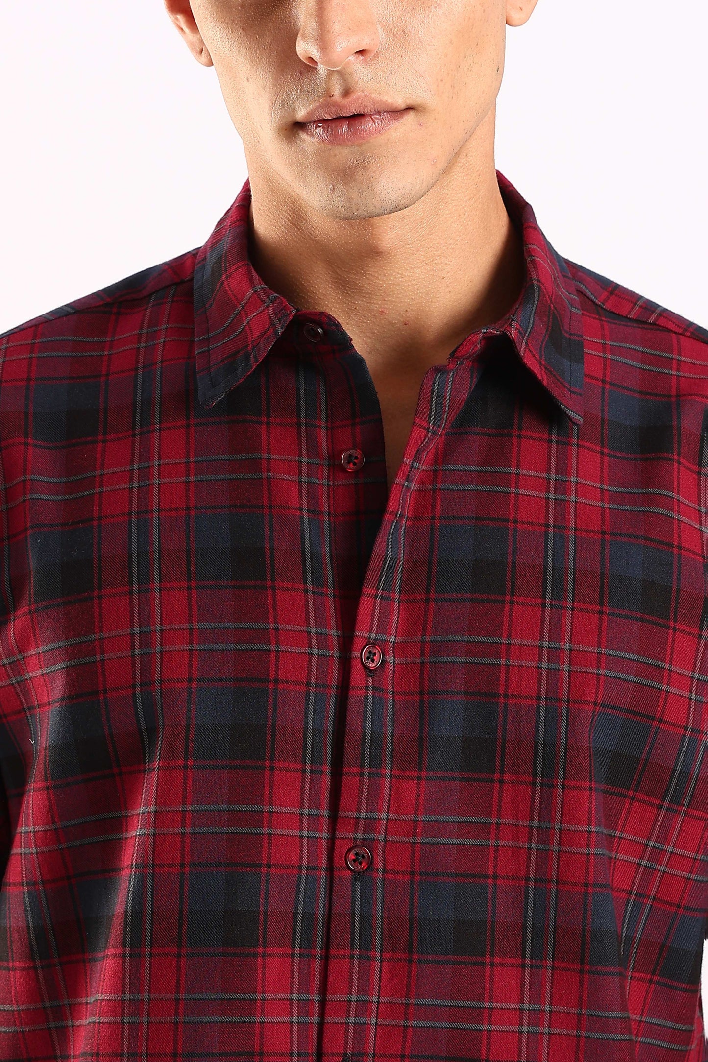 Red & Black Checked Half Sleeve Cotton Shirt