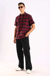 Red & Black Checked Half Sleeve Cotton Shirt