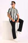 Crochet Stripe Half Sleeve Shirt