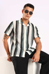 Crochet Stripe Half Sleeve Shirt