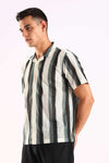 Crochet Stripe Half Sleeve Shirt