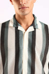 Crochet Stripe Half Sleeve Shirt