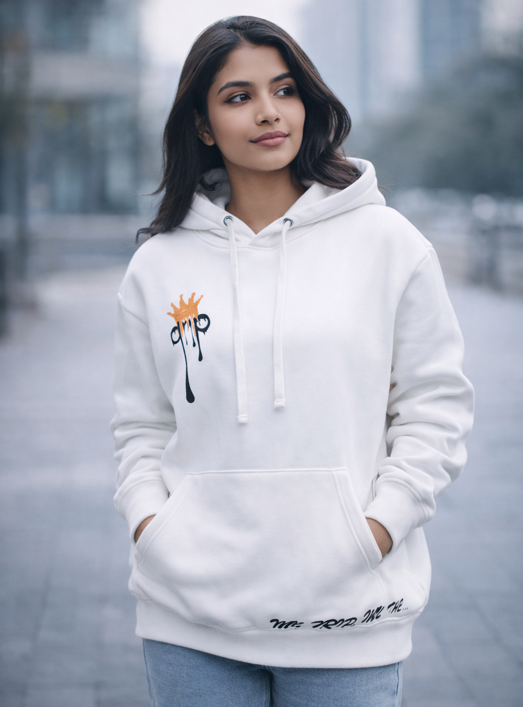 Women’s White Oversized Graphic Hoodie