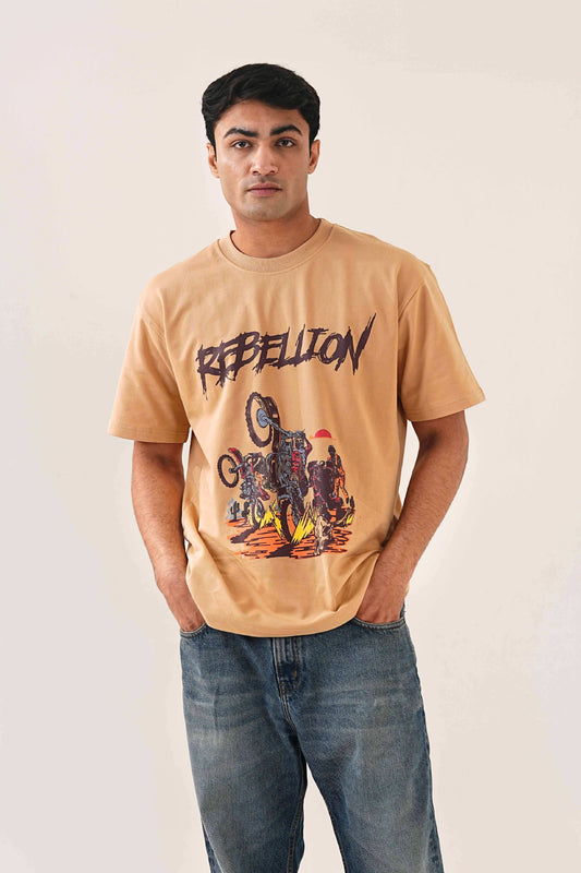 Rebellion Beige Oversized T-shirt