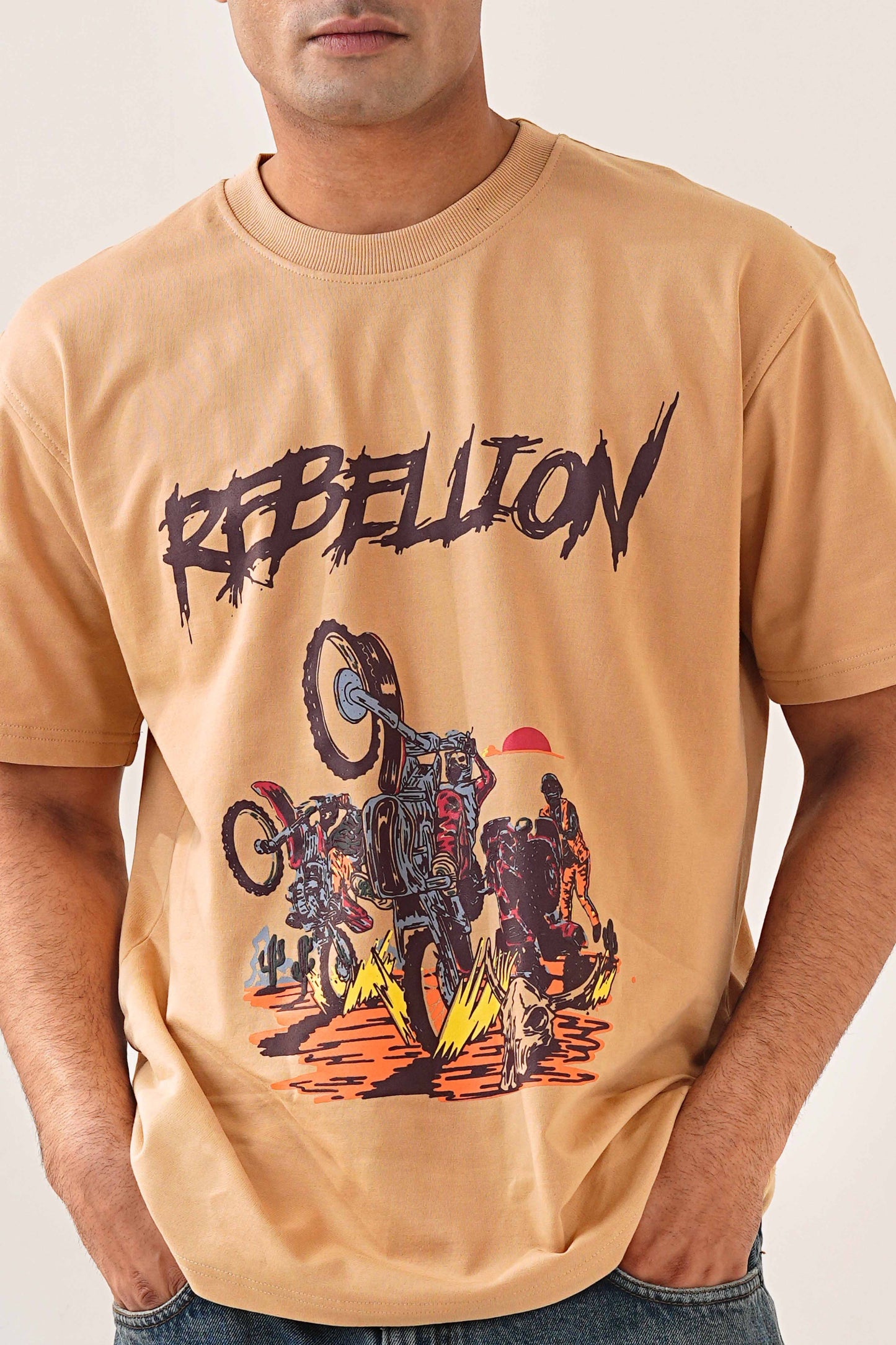 Rebellion Beige Oversized T-shirt