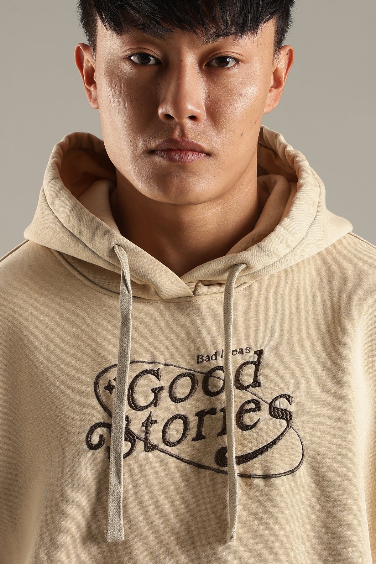 Men’s Beige Acid Wash Hoodie