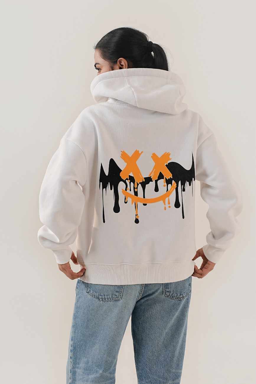 Women’s White Oversized Graphic Hoodie