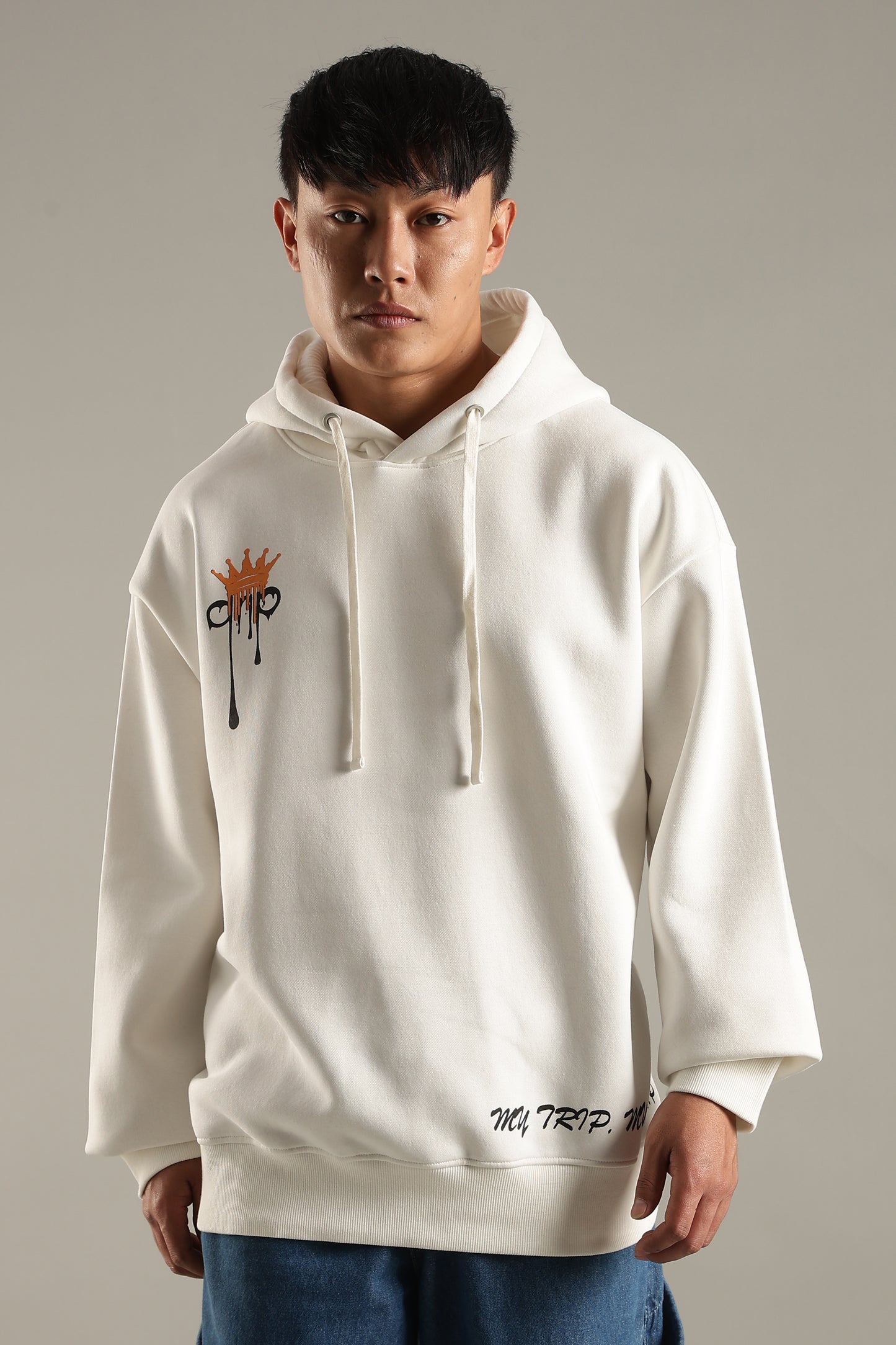 Men’s White Oversized Graphic Hoodie