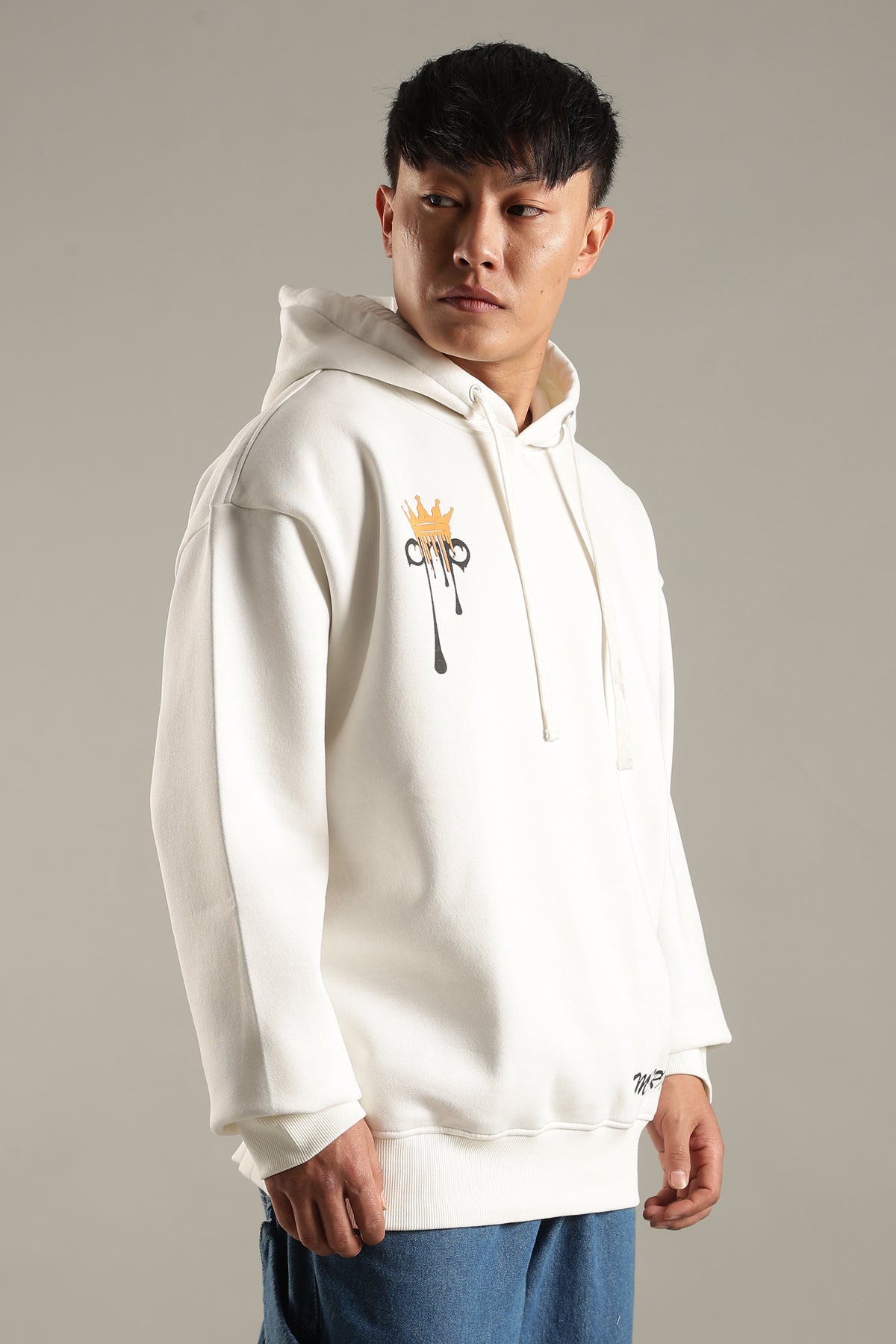 Men’s White Oversized Graphic Hoodie