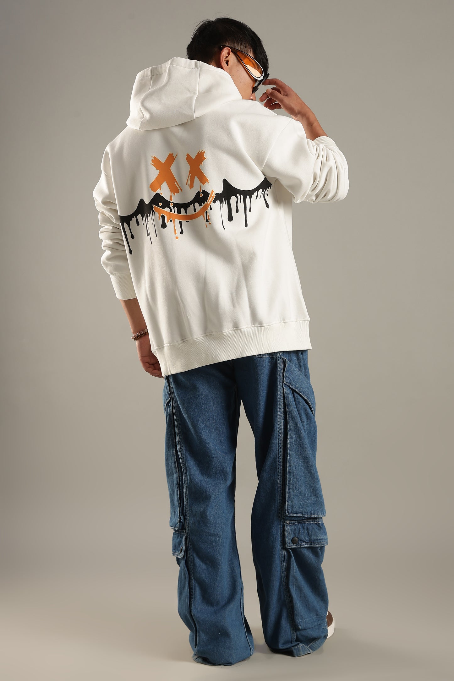 Men’s White Oversized Graphic Hoodie