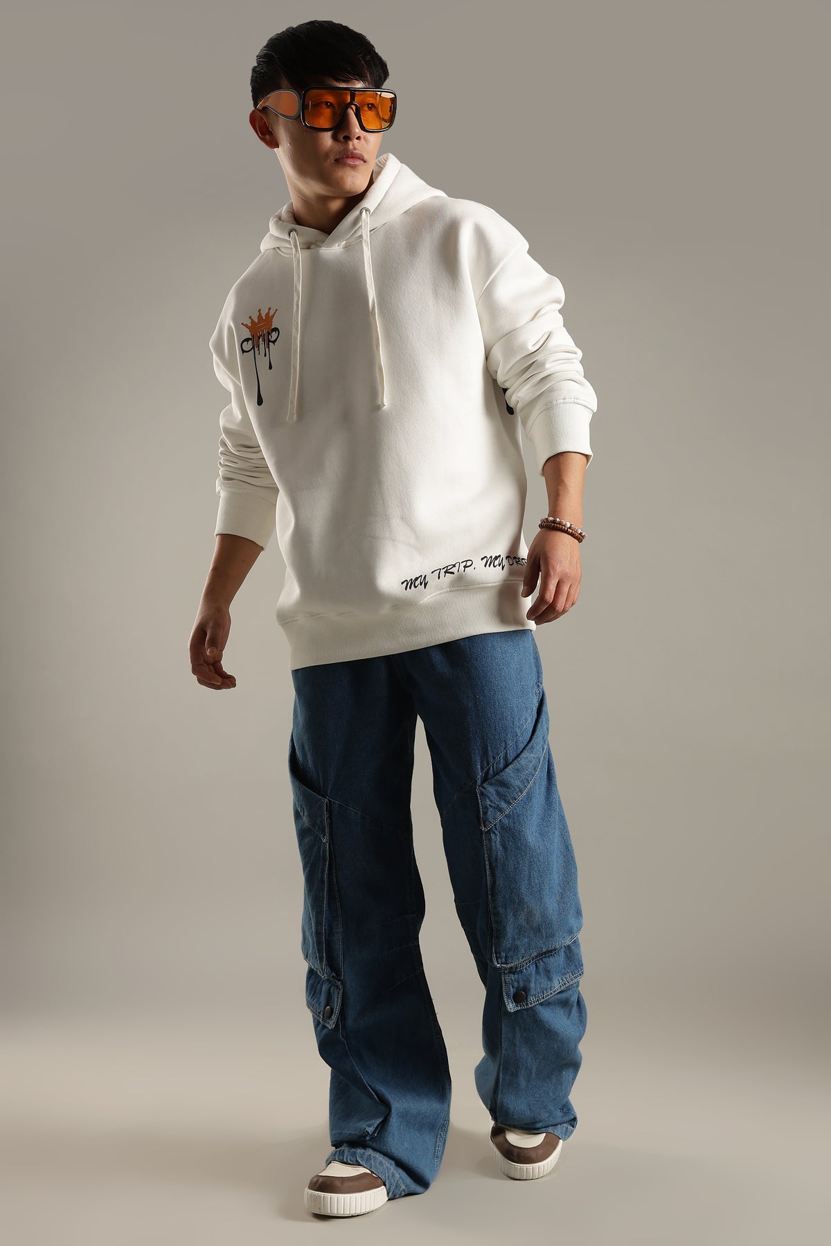 Men’s White Oversized Graphic Hoodie