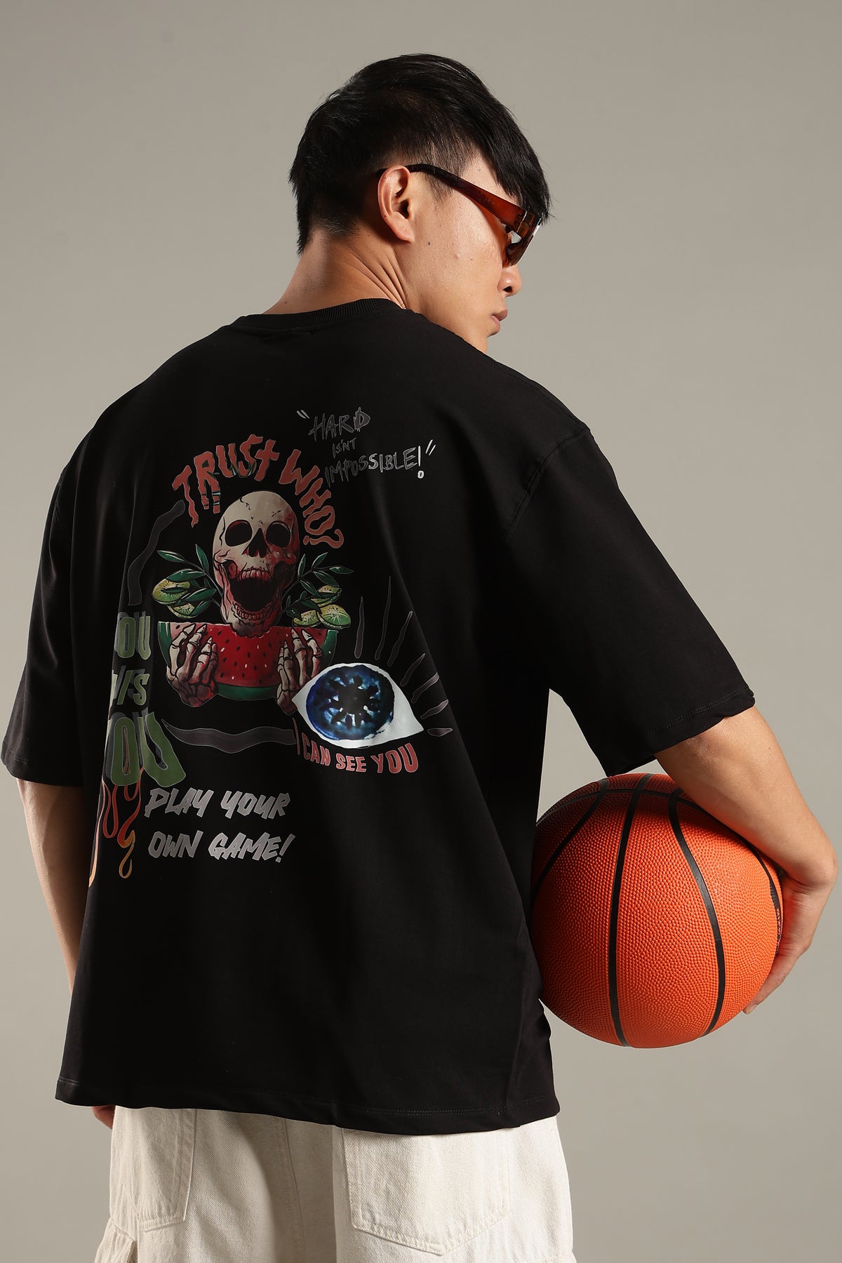 Trust Who Black Oversized Couple T-shirt