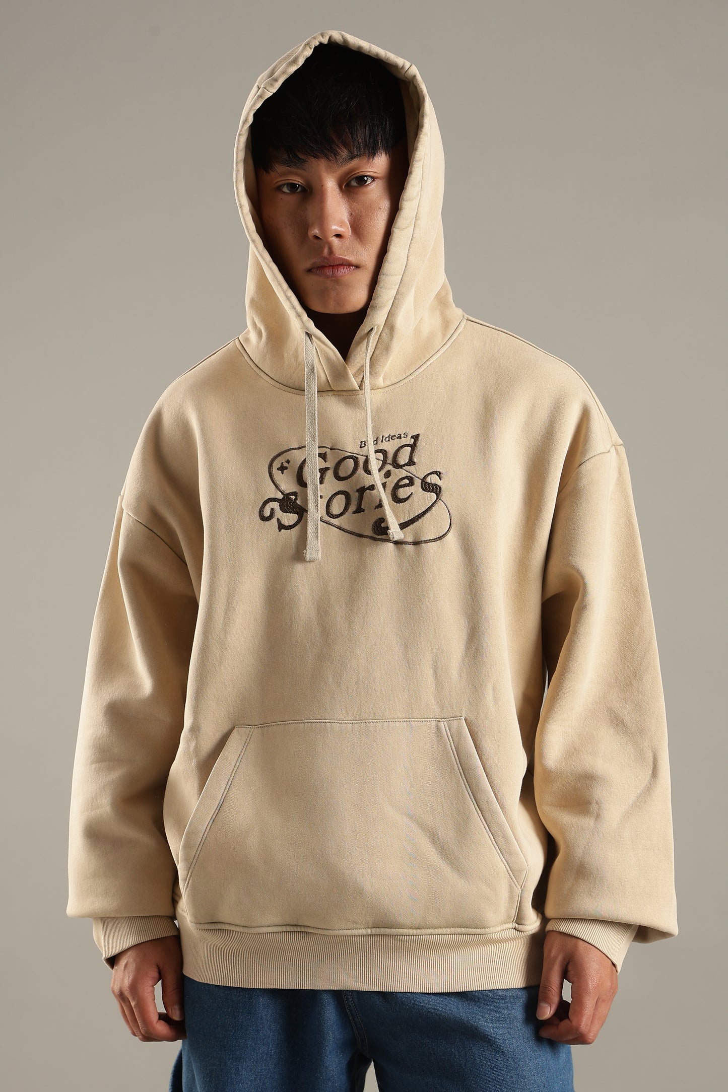 Men’s Beige Acid Wash Hoodie