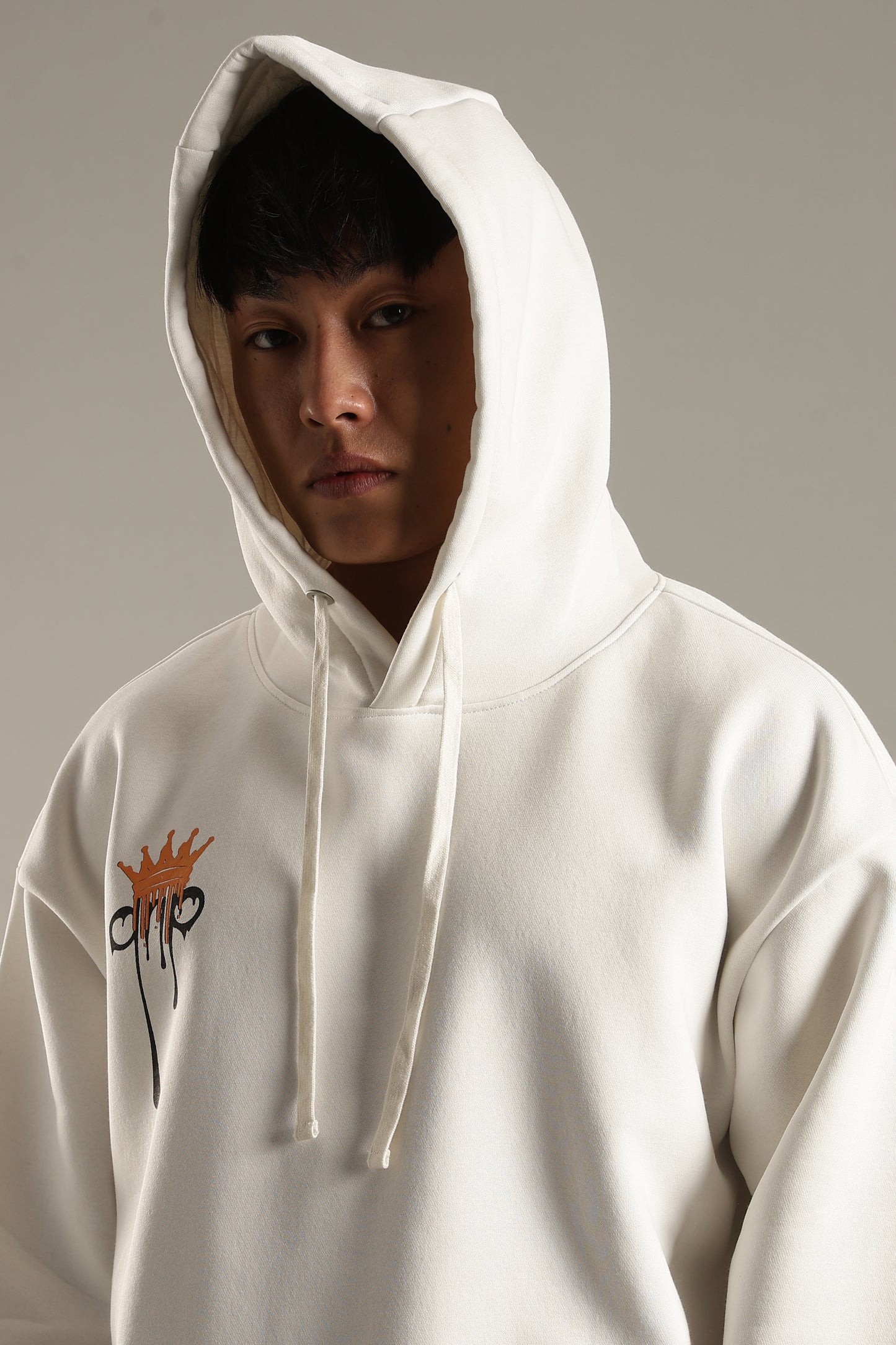 Men’s White Oversized Graphic Hoodie