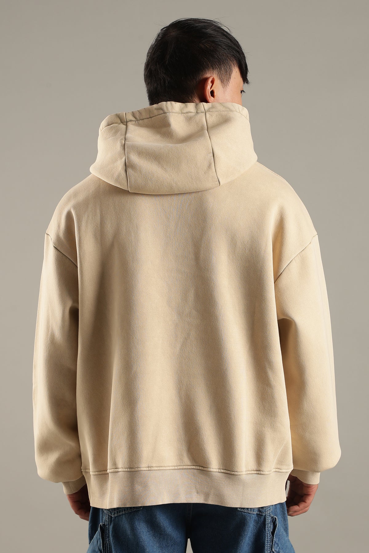 Men’s Beige Acid Wash Hoodie